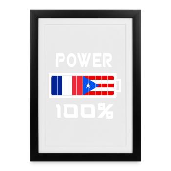 Porto Rico et France Power 100 % - Affiche encadrée (27 × 37 cm) - noir - Devant