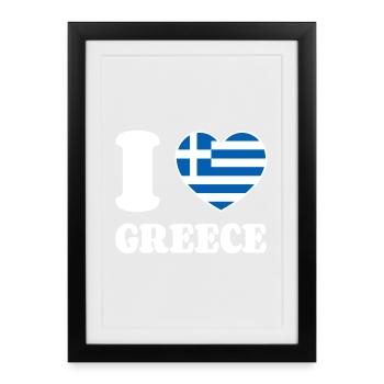 J’aime la Grèce Grèce Drapeau grec Cœur - Affiche encadrée (27 × 37 cm) - noir - Devant