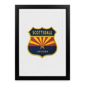 Motif du drapeau de Scottsdale, Arizona. - Affiche encadrée (27 × 37 cm) - noir - Devant