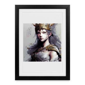 Manga Girl Schildmaid - Framed poster (27 × 37 cm) - black - Front