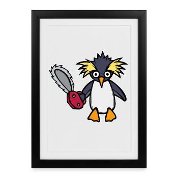 Oiseau Pingouin Animal Zoo Oiseau de mer Arctique - Affiche encadrée (27 × 37 cm) - noir - Devant