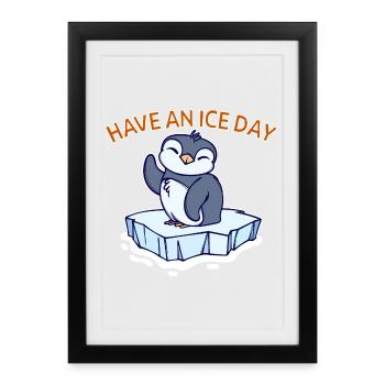 Antarctique Ice Cold Penguin Déclaration Oiseau de mer - Affiche encadrée (27 × 37 cm) - noir - Devant