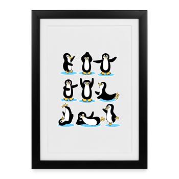 Patinage sur glace cool Antarctique Pingouin Oiseaux glacés - Affiche encadrée (27 × 37 cm) - noir - Devant