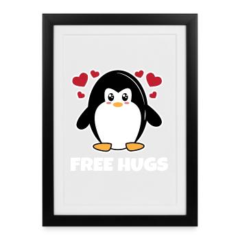 Seabird Heart Animal Antarctica Sweet Penguin Statement - Framed poster (27 × 37 cm) - black - Front