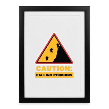 Déclaration des oiseaux de mer Penguin Animal Birds Antarctique - Affiche encadrée (27 × 37 cm) - noir - Devant