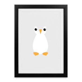 Antarctique Animal Oiseau de mer Pingouin Zoo Vigel - Affiche encadrée (27 × 37 cm) - noir - Devant