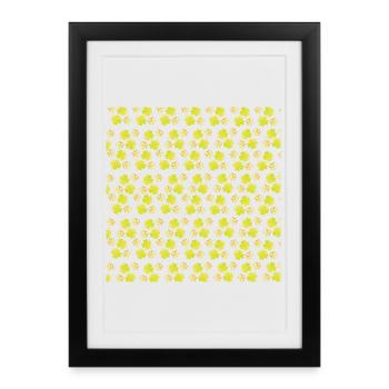 st patrick´s muster, Kleemuster goldfarben - Gerahmtes Poster (27 × 37 cm) - Schwarz - Vorne