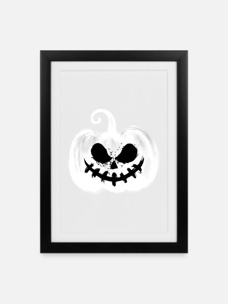 Citrouille effrayante - Affiche encadrée (27 × 37 cm) - noir