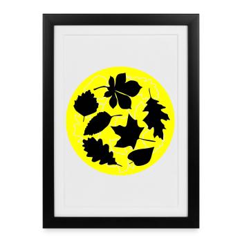 Autumn Circle Leaves - Framed poster (27 × 37 cm) - black - Front