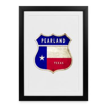 Design du drapeau Pearland Texas - Affiche encadrée (27 × 37 cm) - noir - Devant