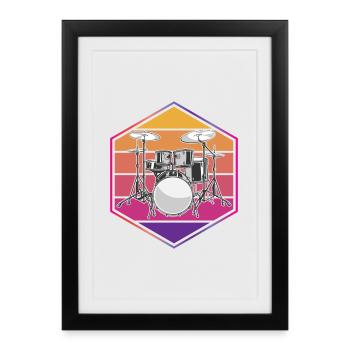 Batteur Schlagzeuger - Affiche encadrée (27 × 37 cm) - noir - Devant