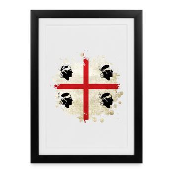 Design de drapeau vintage de la Sardaigne - Affiche encadrée (27 × 37 cm) - noir - Devant