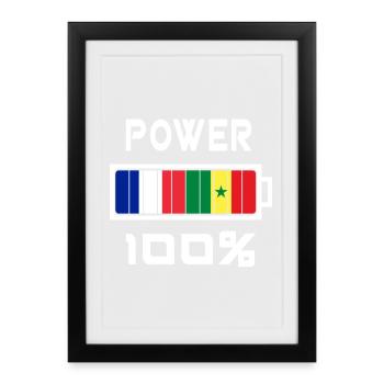 Sénégal et France Power 100 % - Affiche encadrée (27 × 37 cm) - noir - Devant