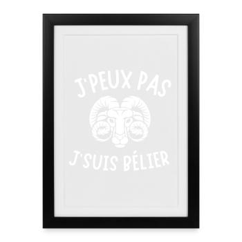 bélier, astrologie, signe du zodiaque - Affiche encadrée (27 × 37 cm) - noir - Devant