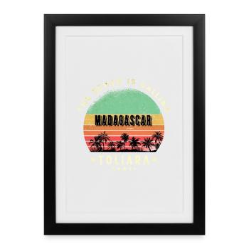 Design de plage de Toliara à Madagascar - Affiche encadrée (27 × 37 cm) - noir - Devant