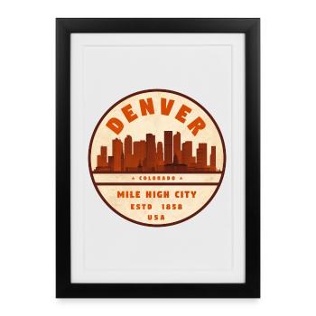 Denver - Mile High City - Affiche encadrée (27 × 37 cm) - noir - Devant