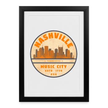Nashville États-Unis - Affiche encadrée (27 × 37 cm) - noir - Devant