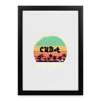Las Tunas Cuba beach design - Framed poster (27 × 37 cm) - black - Front