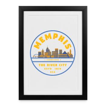 Memphis États-Unis - Affiche encadrée (27 × 37 cm) - noir - Devant