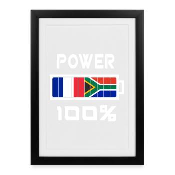 L'Afrique du Sud et France Power 100 % - Affiche encadrée (27 × 37 cm) - noir - Devant