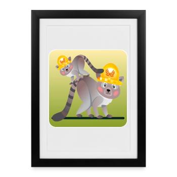 CONSTRUCTEURS - FAMILLE RATON LAVEUR - CONSTRUIRE DES CASQUES DE CONSTRUCTION - Affiche encadrée (27 × 37 cm) - noir - Devant