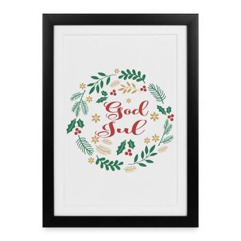Joyeux Noël T-shirt Dieu Juil Joyeux Noël - Affiche encadrée (27 × 37 cm) - noir - Devant
