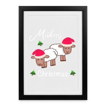 Merry Christmas, MÄHrry Christmas - Framed poster (27 × 37 cm) - black - Front