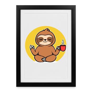 Relax Sloth Animal Chill Jungle végétarienne - Affiche encadrée (27 × 37 cm) - noir - Devant
