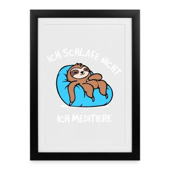 Chillen Statement Faultier Schlafen Faul Tier - Gerahmtes Poster (27 × 37 cm) - Schwarz - Vorne