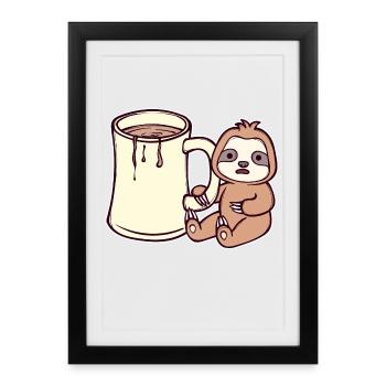 Lazy Slow Vegetarian Mammal Sloth Animal - Affiche encadrée (27 × 37 cm) - noir - Devant