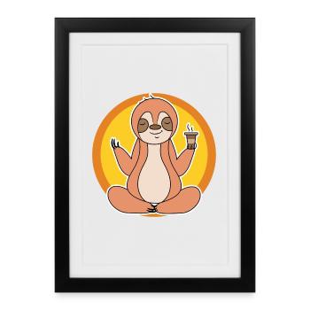 Paresseux Late Riser Jungle Mammifère Animal - Affiche encadrée (27 × 37 cm) - noir - Devant