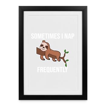 Déclaration humoristique paresseux animal endormi - Affiche encadrée (27 × 37 cm) - noir - Devant