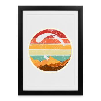Sunset Surfer Badge Circle - Framed poster (27 × 37 cm) - black - Front