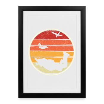 Sunset Silhouette Surf Circle - Framed poster (27 × 37 cm) - black - Front