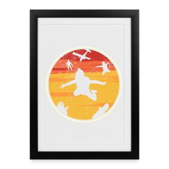 Cercle de parachutistes au coucher du soleil - Affiche encadrée (27 × 37 cm) - noir - Devant