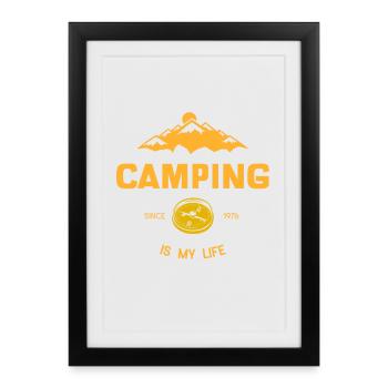 Camping is my life - Framed poster (27 × 37 cm) - black - Front