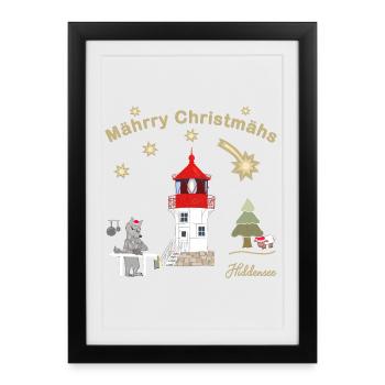 Phare de Noël Gellen sur Hiddensee - Affiche encadrée (27 × 37 cm) - noir - Devant