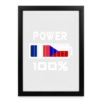 La République tchèque et la France Power 100 % - Affiche encadrée (27 × 37 cm) - noir - Devant