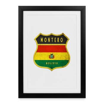 Design des armoiries de Montero Bolivia - Affiche encadrée (27 × 37 cm) - noir - Devant