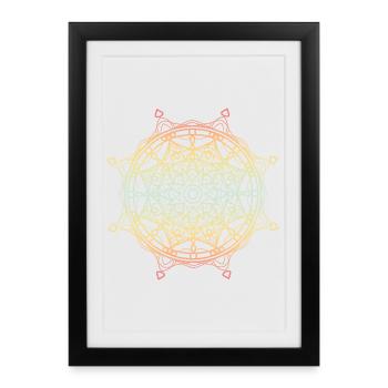 Mandala - Affiche encadrée (27 × 37 cm) - noir - Devant