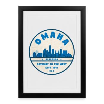 Omaha Skyline : Porte d’entrée vers l’Ouest - Affiche encadrée (27 × 37 cm) - noir - Devant