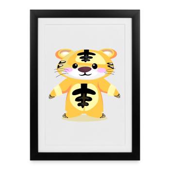 Pyjama Tigre - SLEEPING KIDS - Affiche encadrée (27 × 37 cm) - noir - Devant