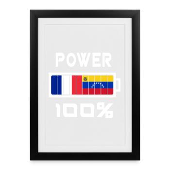 Venezuela and France Power 100% - Framed poster (27 × 37 cm) - black - Front