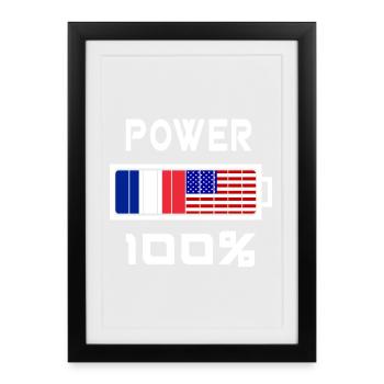 The U.S. and France power 100% - Framed poster (27 × 37 cm) - black - Front