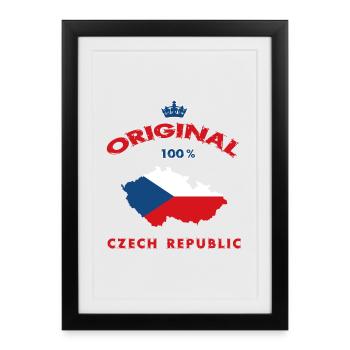 République tchèque Original 100% Drapeaux - Affiche encadrée (27 × 37 cm) - noir - Devant