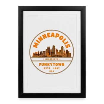 Minneapolis Minnesota - Affiche encadrée (27 × 37 cm) - noir - Devant