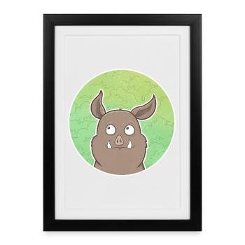 Sanglier - Affiche encadrée (27 × 37 cm) - noir - Devant