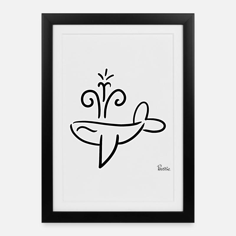 Baleine ! By Pousse2Bambou ! - Affiche encadrée (27 × 37 cm) - noir