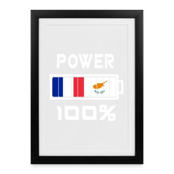 Chypre et France Power 100 % - Affiche encadrée (27 × 37 cm) - noir - Devant