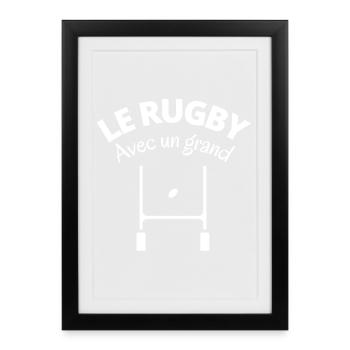 rugby, rugby sport, rugby humour - Affiche encadrée (27 × 37 cm) - noir - Devant